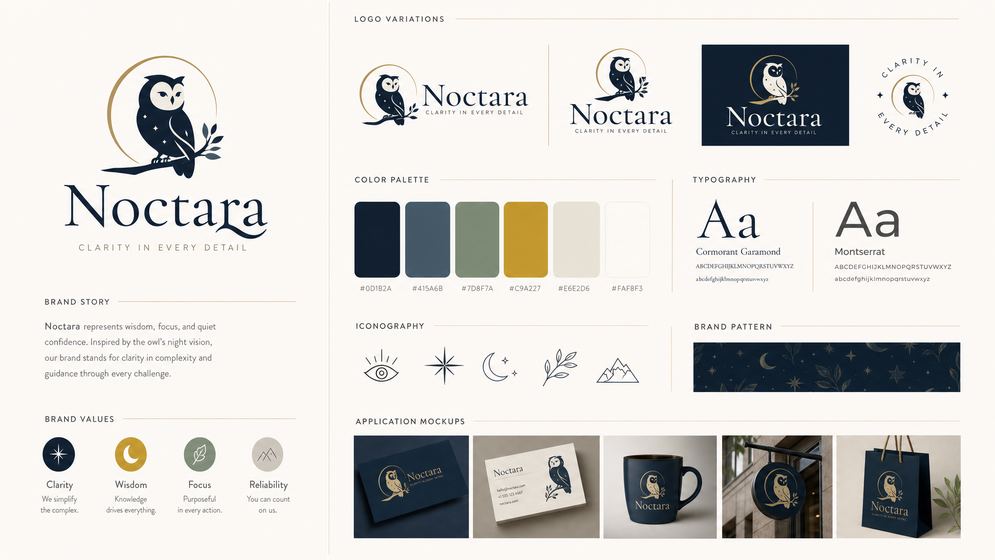 Noctara consulting brand style sheet — made with White Line