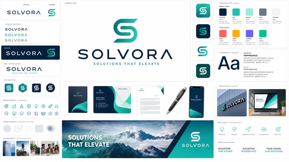 Solvora consulting brand style sheet — made with White Line