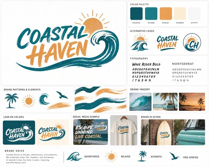 Coastal Haven lifestyle brand style sheet — made with White Line