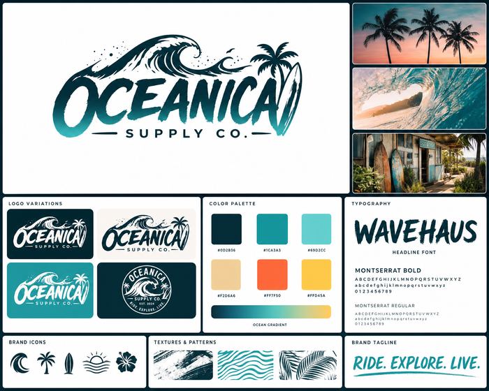 Oceanica Supply Co. brand style sheet — made with White Line