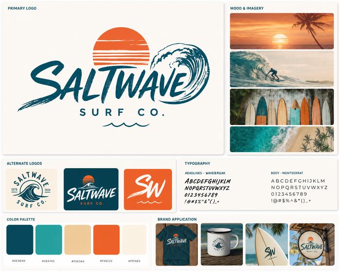 Saltwave Surf Co. brand style sheet — made with White Line